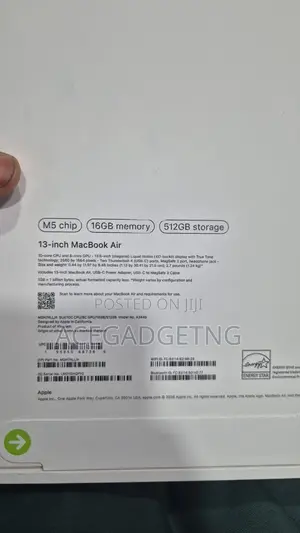 New Laptop Apple MacBook Air 2026 M5 16GB Apple M5 SSD 512GB