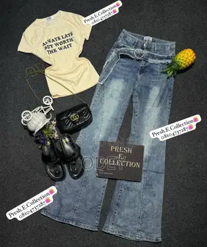 Top,Jean,Slippers And Bag