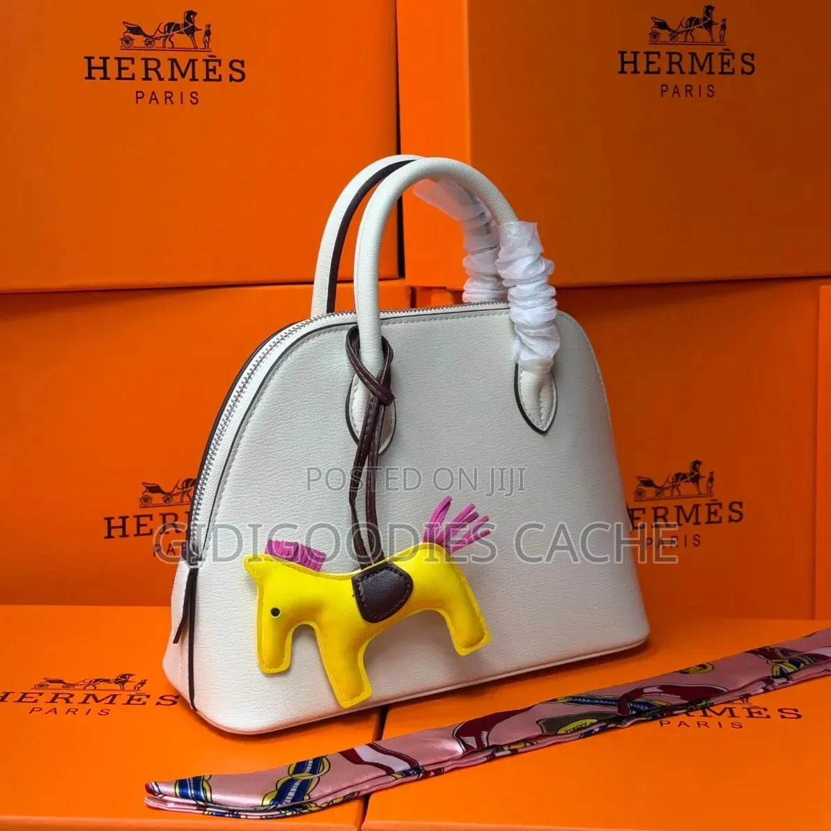 Structured Top-Handle Hermes Bag With Charm
