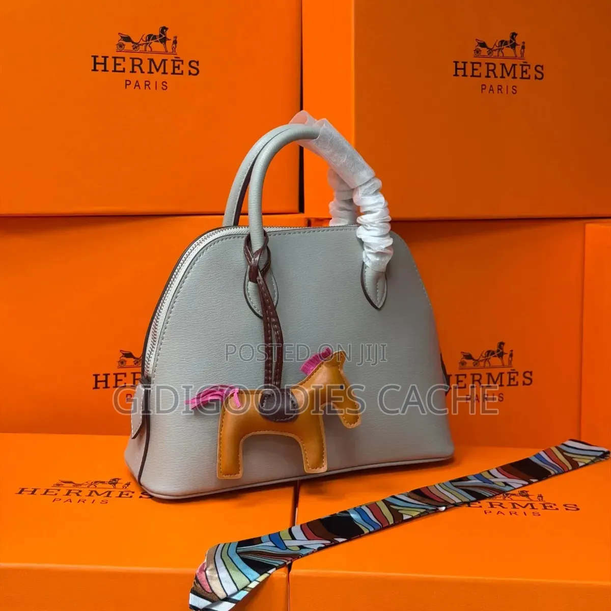 Structured Top-Handle Hermes Bag With Charm