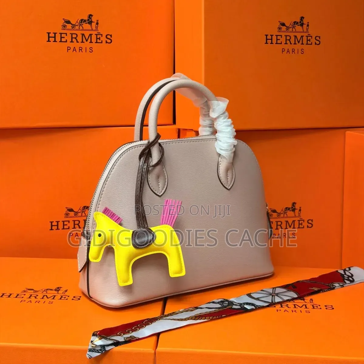 Structured Top-Handle Hermes Bag With Charm