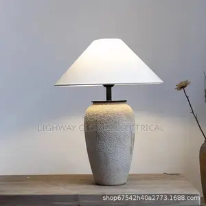 Vintage Ceramic Base Japanese Fabric Table/Desk Lamp