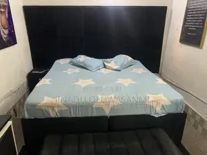 Full 6x6 Bed Frame With Mattress ( Semi Orthopedic) and Ottoman