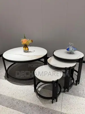 Center Table and 3 Matching Sidestool Black Frame