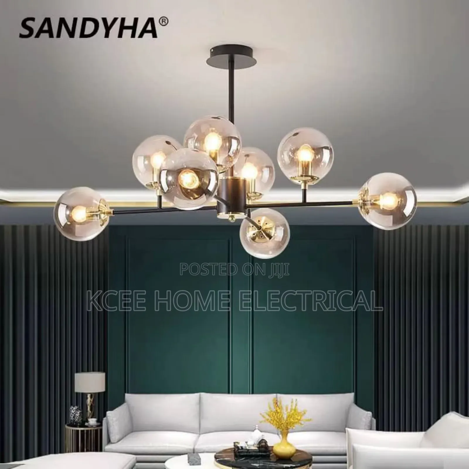 Modern Led Multi-Head Glass Bubble Pendant Chandelier Light