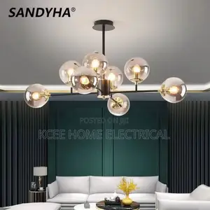 Modern Led Multi-Head Glass Bubble Pendant Chandelier Light