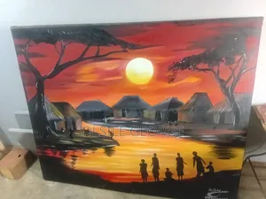 , Making It a Beautiful Representation of Village Life During Sunset.