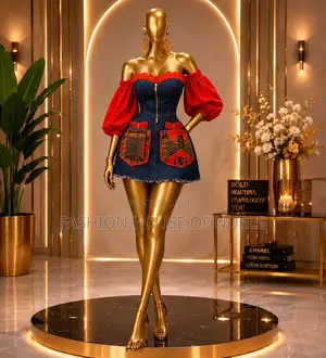 Fancy Denim Design Mini Dress for Ladies