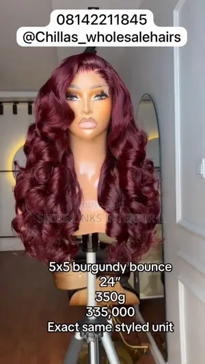 5x5 Burgundy Bounce Human Hair
