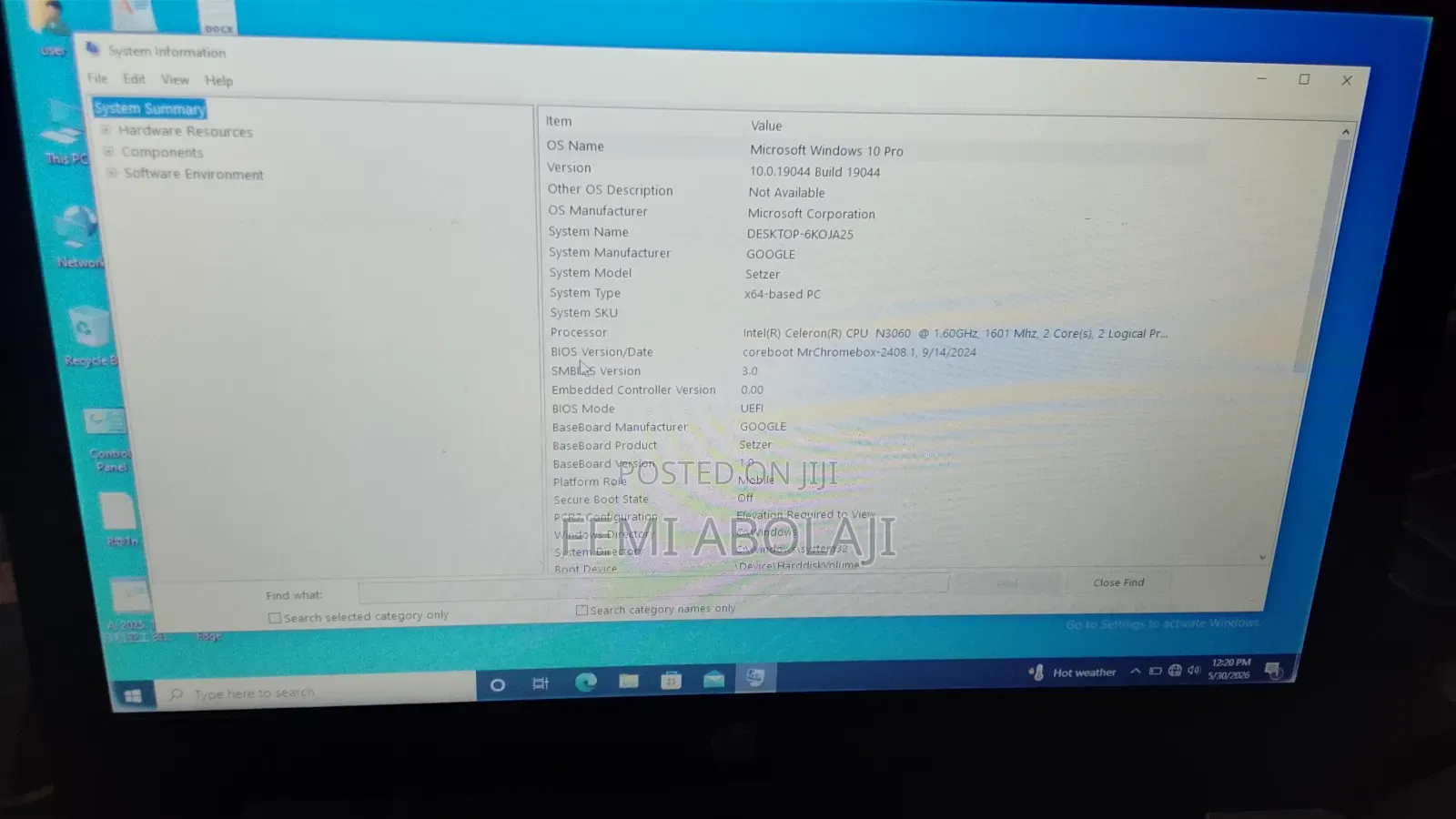 Laptop HP 240 G8 4GB Intel Celeron SSD 16 GB
