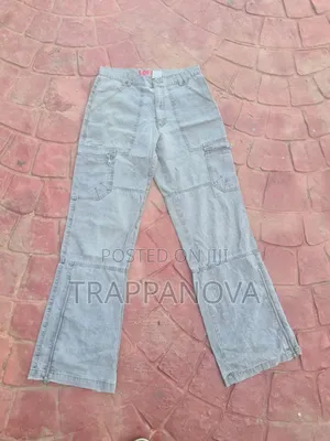 Men's Grey Cargo Trouser – Stylish Wide-Leg Design
