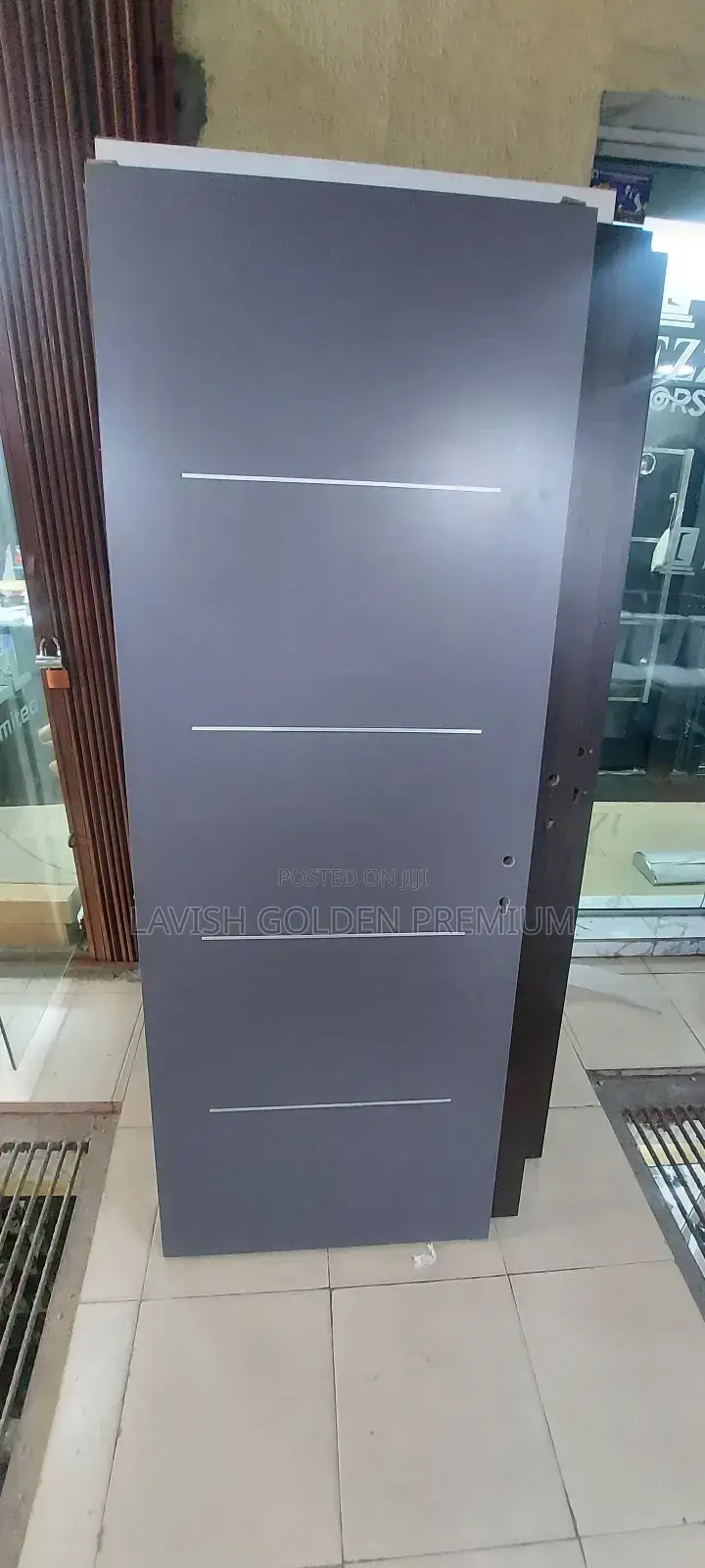 Gray HDF WPC Toilet Bathroom Door.