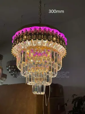 Bohemian-Style Gold and Crystal Chandelier Featuring a Black