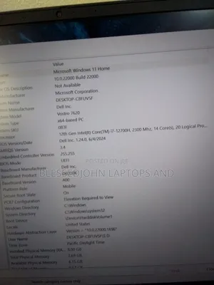 Laptop Dell 16GB Intel Core i7 SSD 512GB
