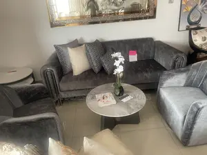 Grey Five Seater Velvet Sofa