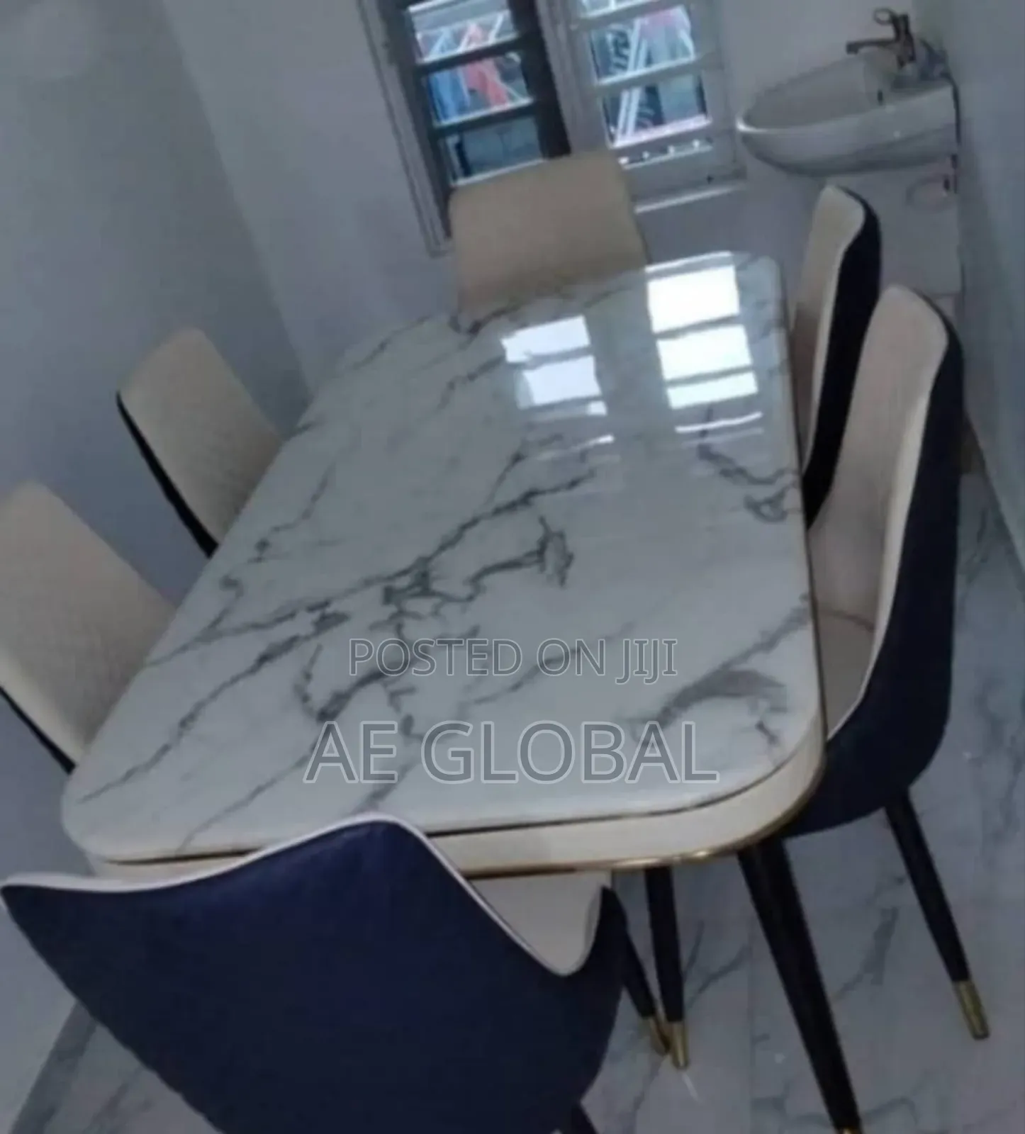 Luxury Marble Top Dining Table Set 6 Seater
