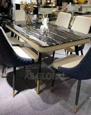 Luxury Marble Top Dining Table Set 6 Seater