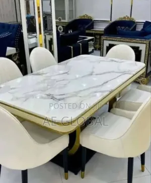 Luxury Marble Top Dining Table Set 6 Seater