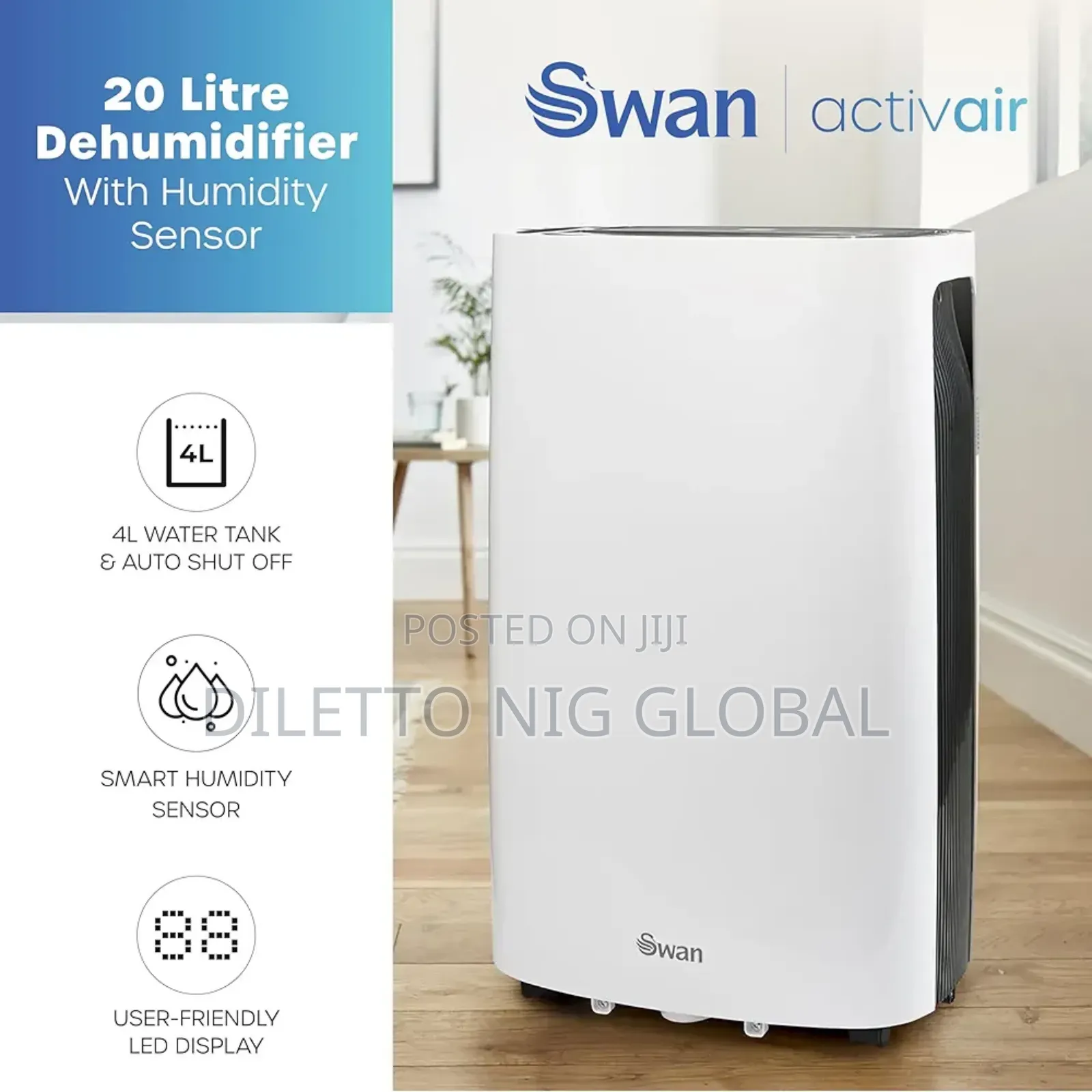 Swan 20 Litre Dehumidifier With Led Display