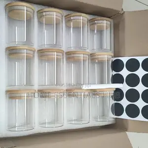 12 Pieces Glass Spice Jar With Bamboo Lid