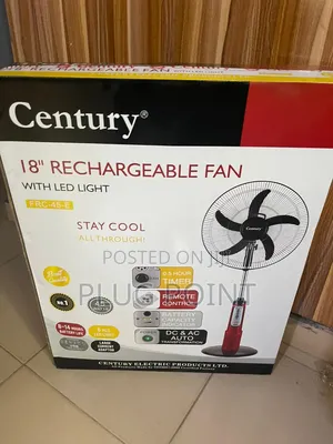 Century 18-Inch Rechargeable Fan Ideal for Power Outages