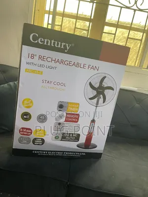 Century 18-Inch Standing Fan With Long-Lasting Rechargeable Battery