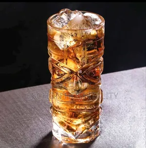 Clear Tiki Style Cocktail Drinking Glass Mugs 6pcs
