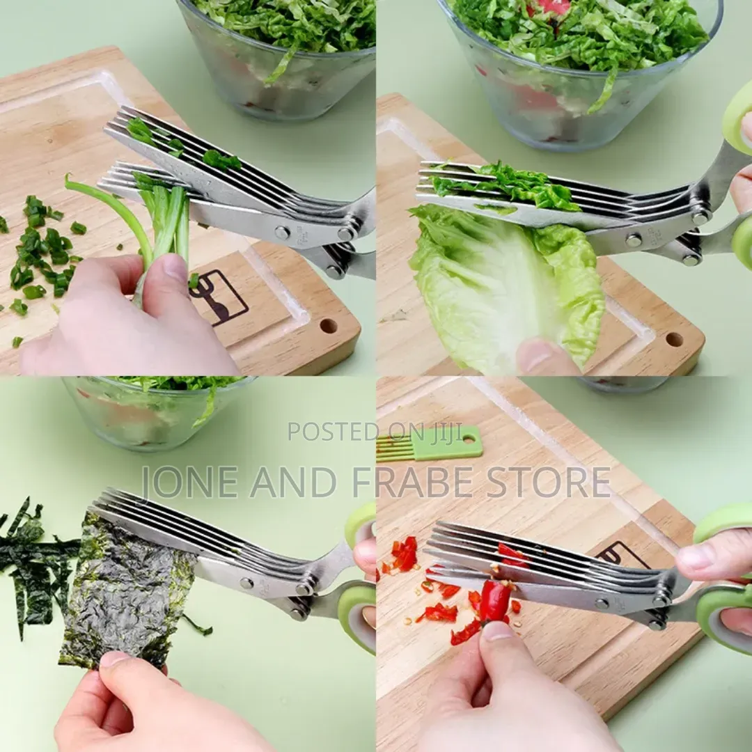 5-Layer Vegetable Scissor Chopper and Cutter With Cleaning Brush