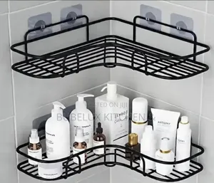 Corner Shower Caddy Shelf - Adhesive Bathroom Organizer Rack No Drill`