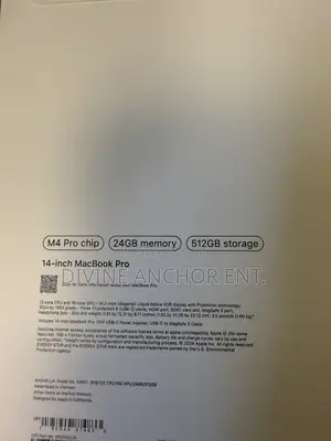 New Laptop Apple MacBook Pro 2024 M4 Pro 24GB Apple M4 Pro SSD 512GB