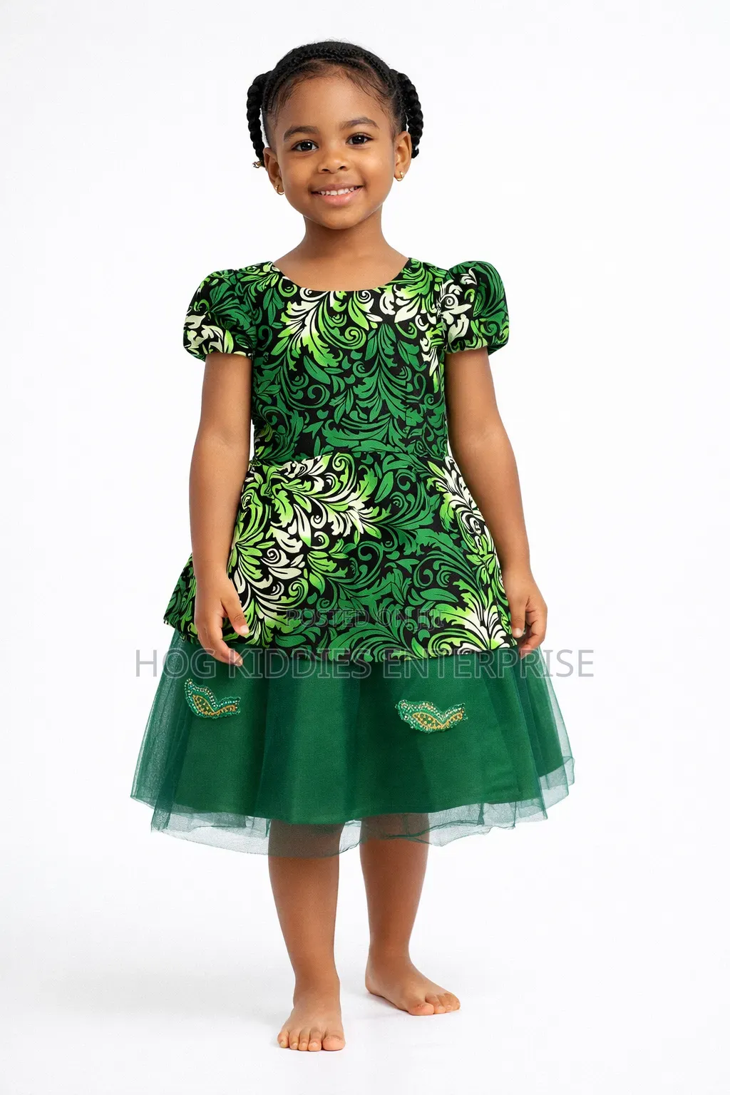 Elegant Green Ankara Dress for 5–6-Year-Old Nigerian Girl by Z H Line