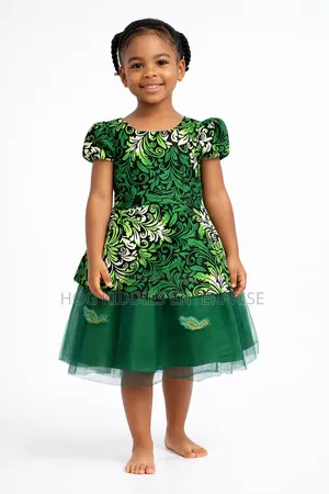 Elegant Green Ankara Dress for 5–6-Year-Old Nigerian Girl by Z H Line