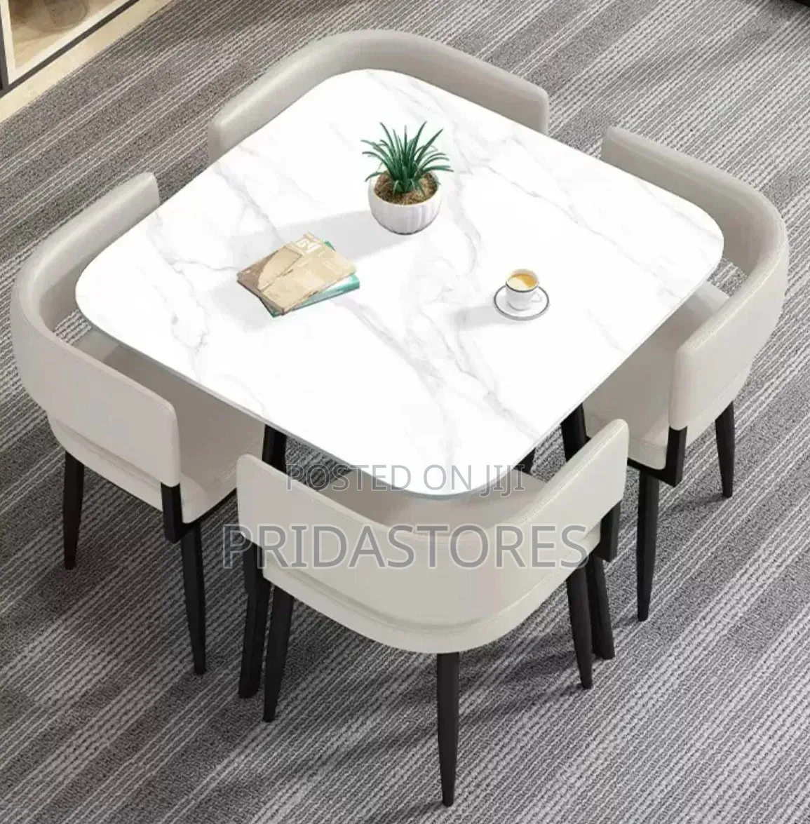 Modern 4-seater Dining Table Set With Cushioned Chairs