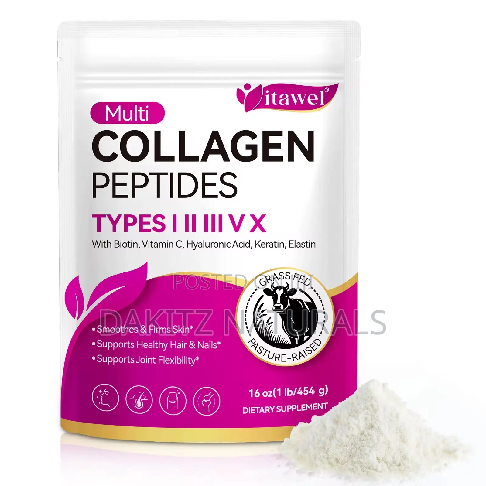 Multi Collagen Peptides Types I III v X (454g)