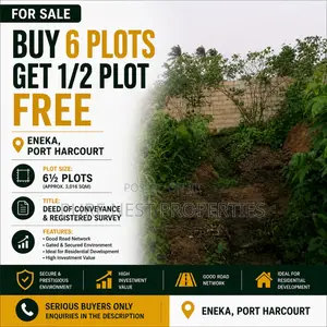 Buy Six (6) Plots Get Extra Half Plot Free!!