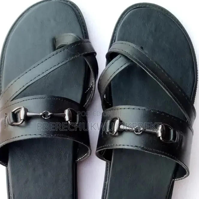 Landlord Handmade Max Black Leather Slippers