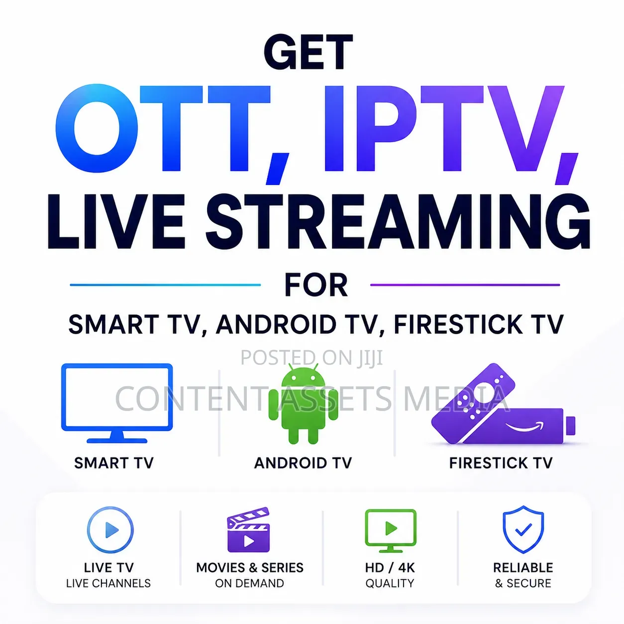 Get Premium Ott, Iptv, Live Streaming for Smart Tv, Android Tv,