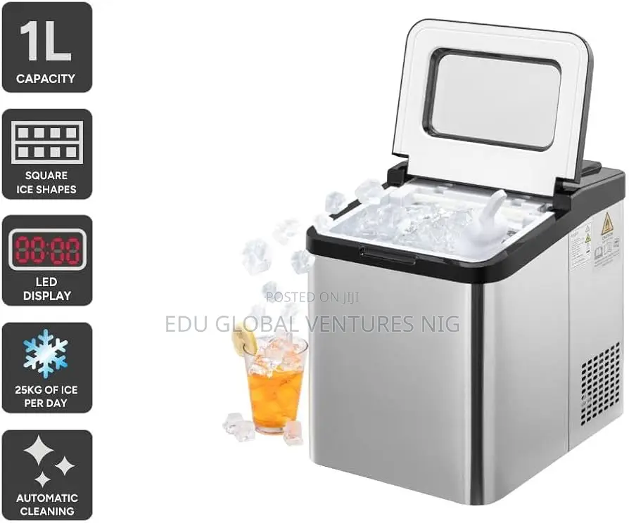 Kogan 25kg Ice Cube Maker Stainless Steel.