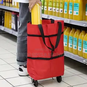 Foldable Shopping Trolley Bags With Wheels And Shoulder Straps