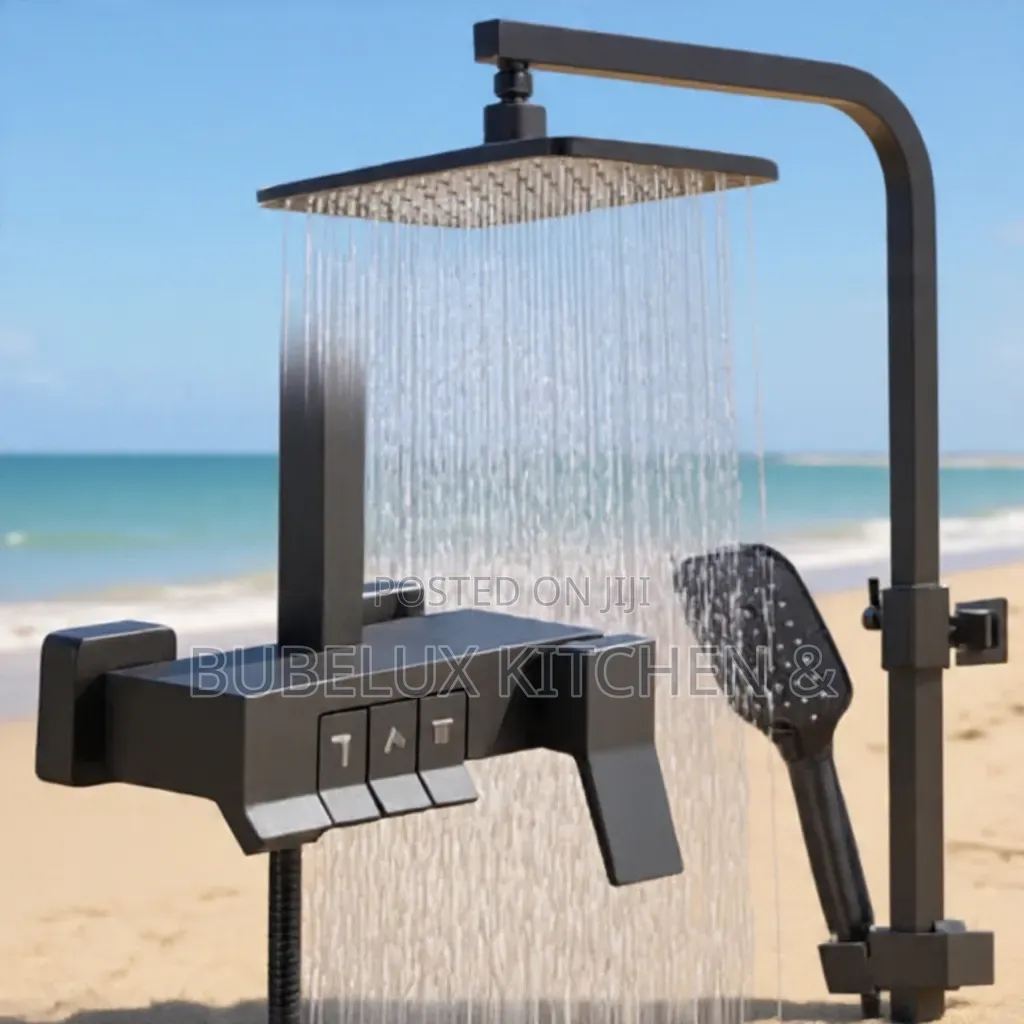 Matte Black Smart Shower System - 3-Function Diverter + Rain Shower