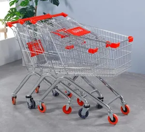 Silver Chrome 60 Litters Metal Supermarket Shopping Cart