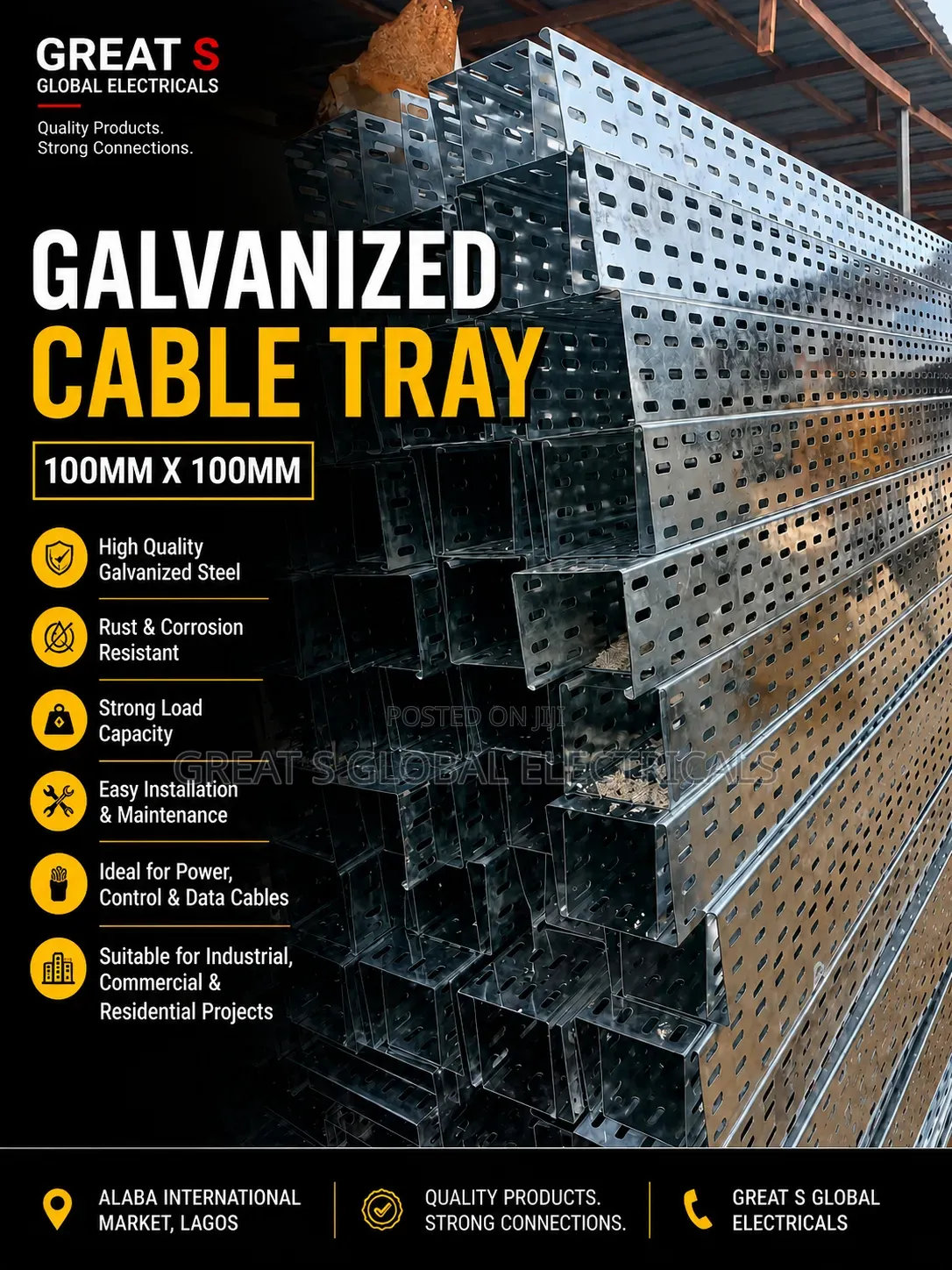 Original Galvanized Cable Tray 100mm X 100mm