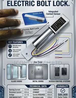 Electric Bolt Lock 12v Dc With Monitor Sensor for Access Control Syst