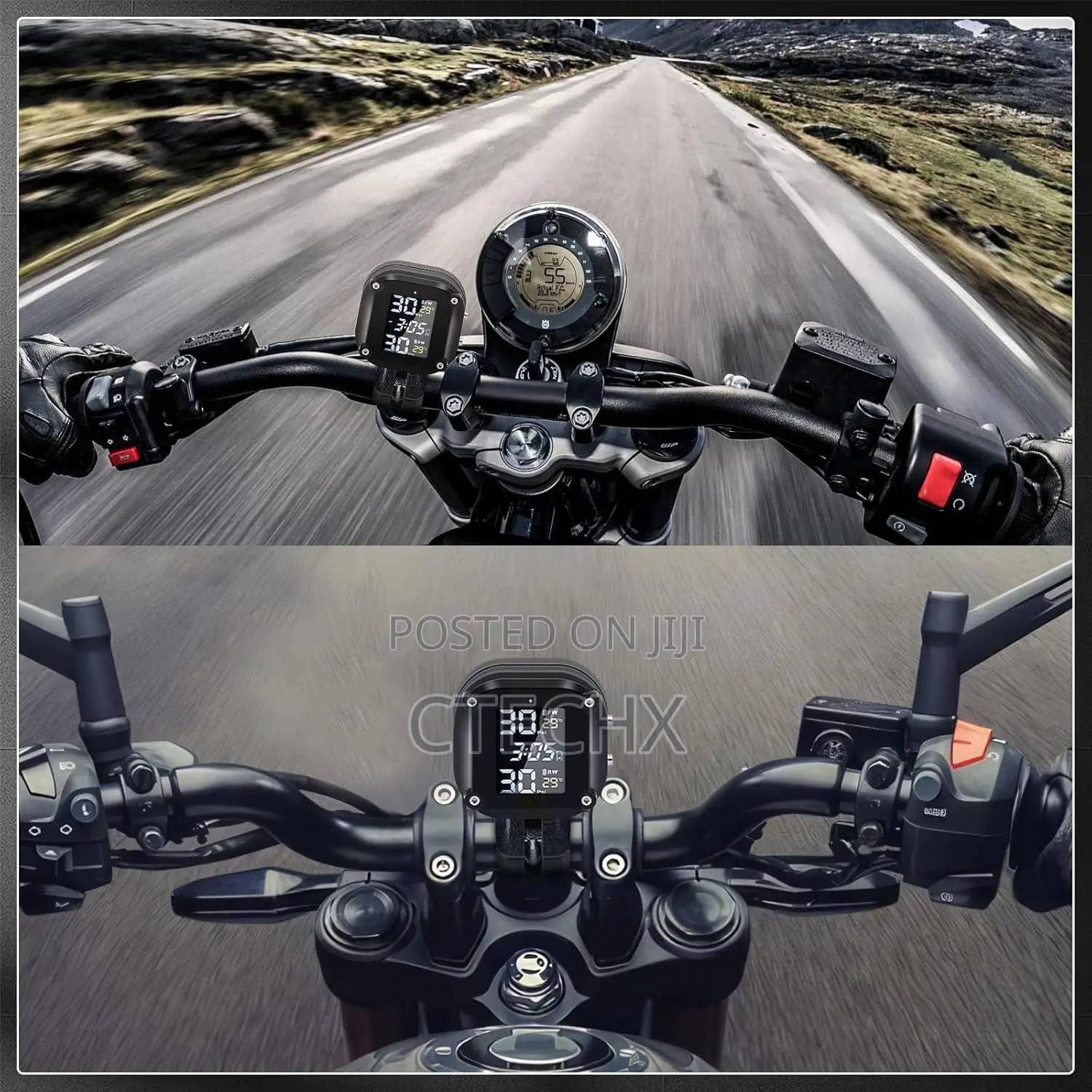 Motorcycle Wireless Tire Pressure Monitoring System. 2 External Sensor