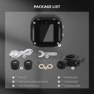 Motorcycle Wireless Tire Pressure Monitoring System. 2 External Sensor