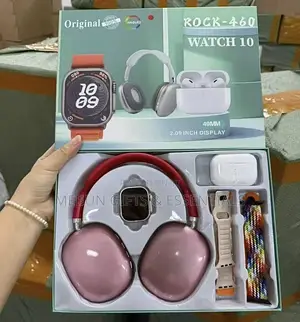 Rock-460 Smartwatch Set That Includes Wireless Headphones And Earpods.