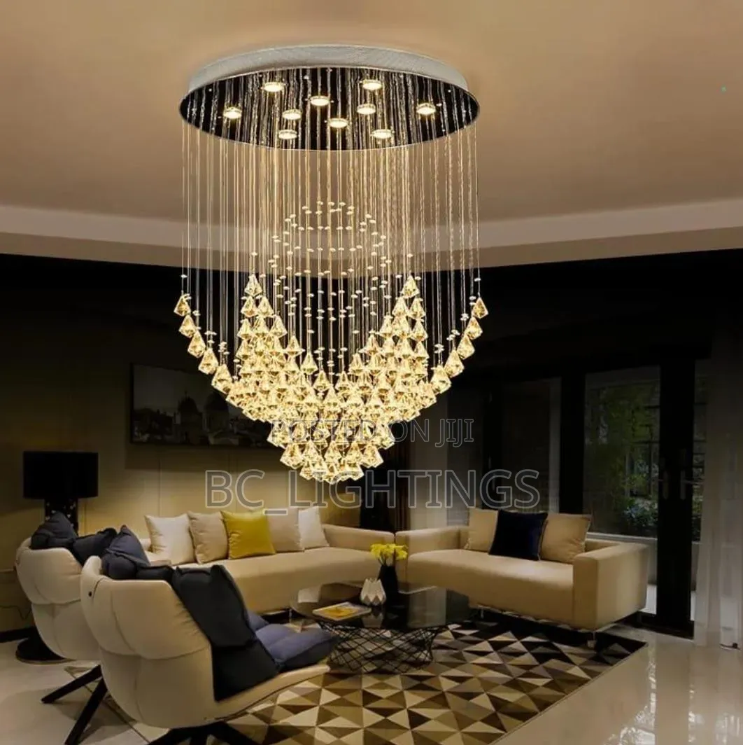Large Crystal Chandelier Round Diamond Led Light Design Light 800mm