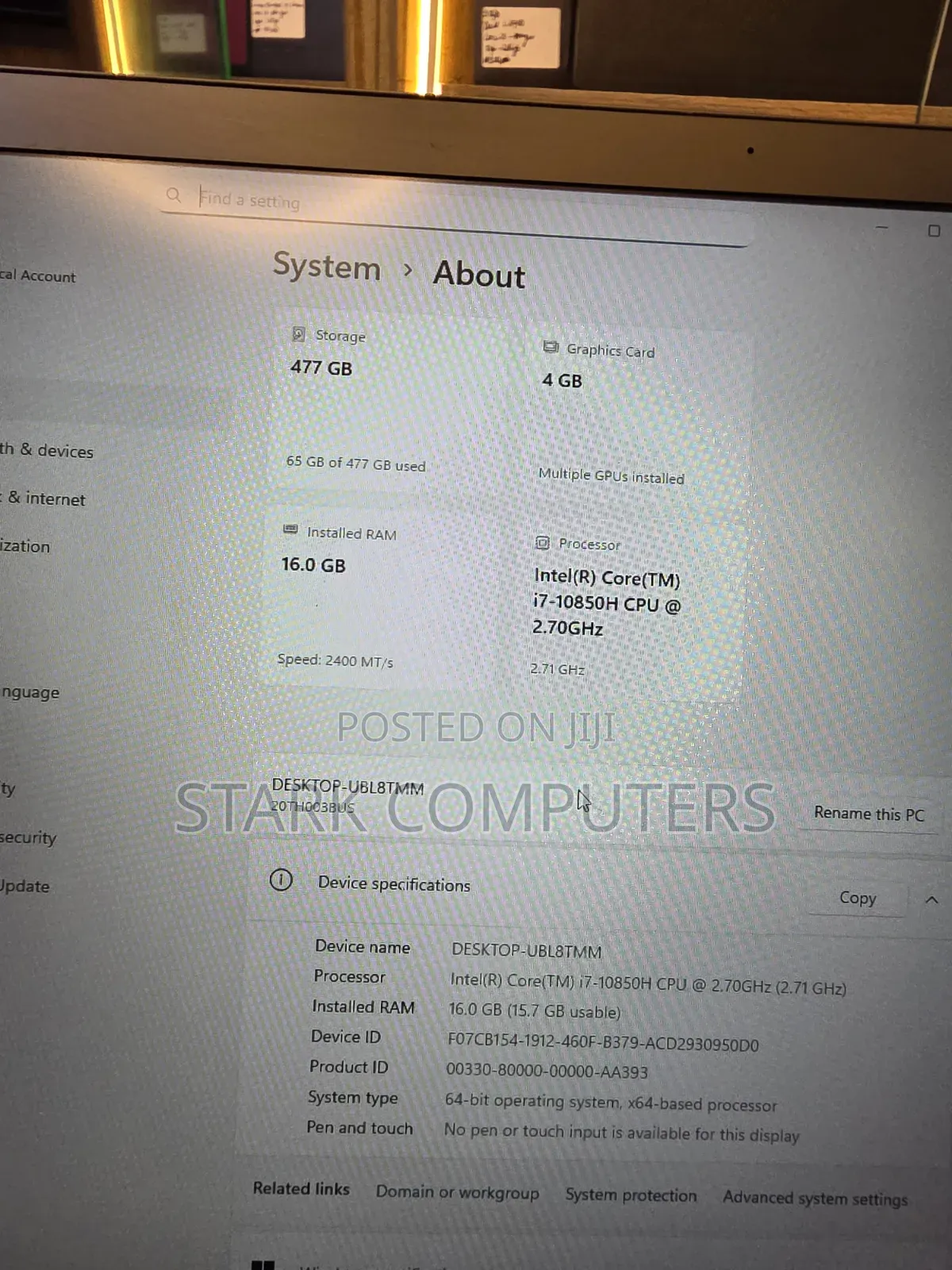 Laptop Lenovo ThinkPad P1 Gen 3 4GB Intel Core i7 SSD 512GB