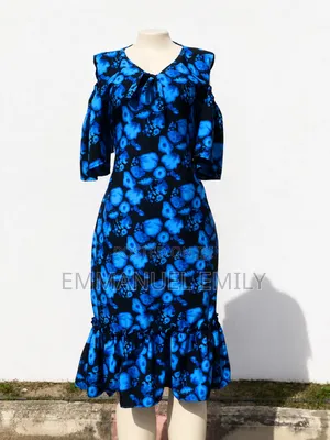 Midnight Bloom Cold-Shoulder Midi Dress for Church, and Outings