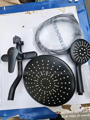 Black Shower With Round Rose